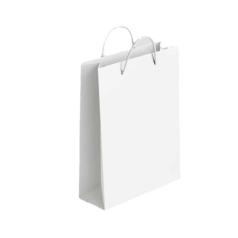 Geantă din carton alb pentru magazinul de îmbrăcăminte, cu logo — geantă cadou de lux, personalizabilă pentru ambalaj de cumpărături pentru femei