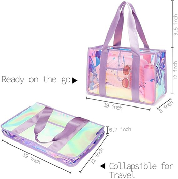 Geantă tote transparentă din TPU, colorată, impermeabilă, pentru plajă, călătorii și vacanțe