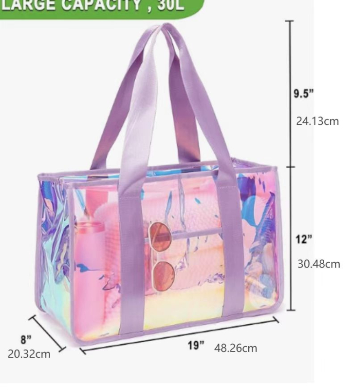 Geantă tote transparentă din TPU, colorată, impermeabilă, pentru plajă, călătorii și vacanțe