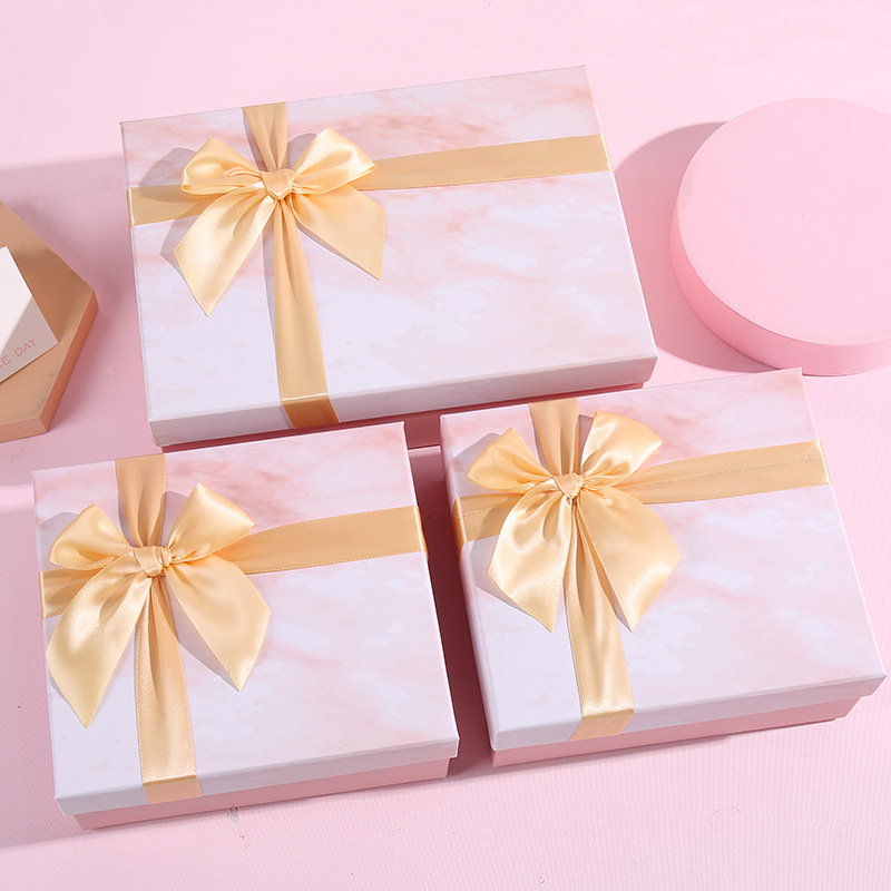 Cutie cadou roz în stil Ins, pentru lenjerie și produse cosmetice, cu efect marmură, cutie goală