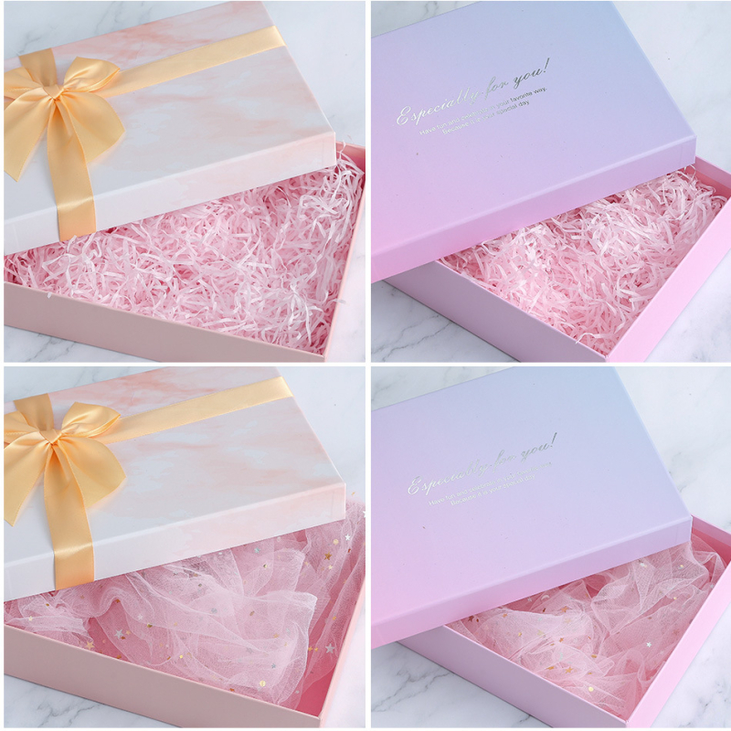 Cutie cadou roz în stil Ins, pentru lenjerie și produse cosmetice, cu efect marmură, cutie goală
