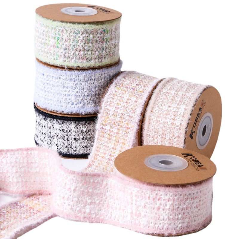 Jednostrani srebrno-siva vunena pletena overlock traka za DIY mašne, dodaci za kosu, odjeću, šešire, cipele i cvjetne ukrase.