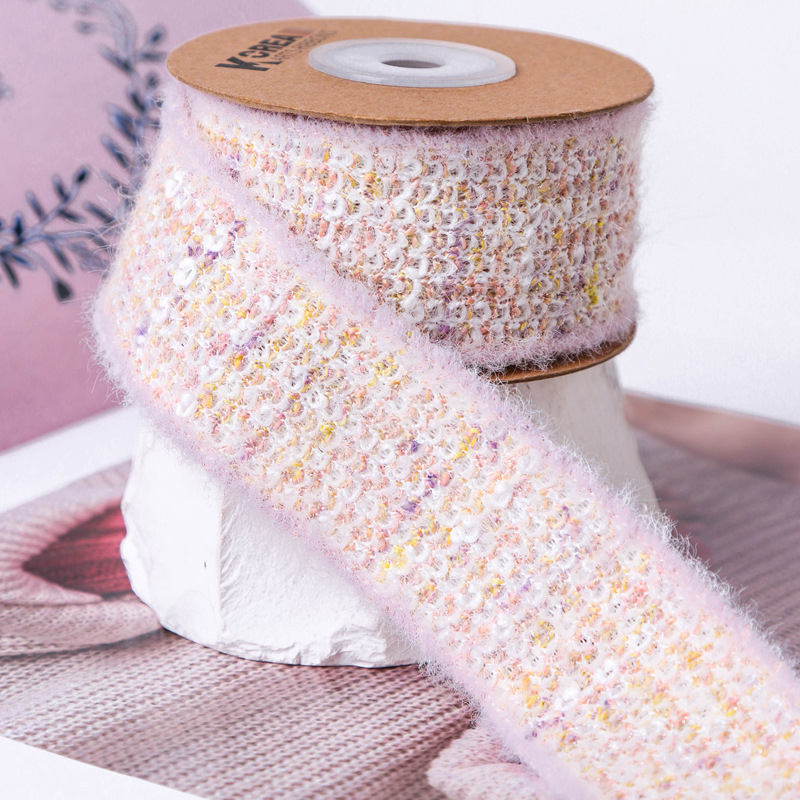 Jednostrani srebrno-siva vunena pletena overlock traka za DIY mašne, dodaci za kosu, odjeću, šešire, cipele i cvjetne ukrase.