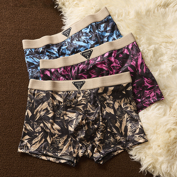 Muške boxerice od ice-silk s trendovskim otiscima, srednji pojas, udobne za sve sezone, plus veličina, brzo sušeće, za kućnu upotrebu