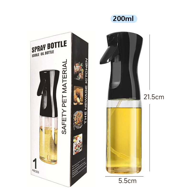 Sticlă spray pentru ulei de bucătărie, 200 ml, cu apăsare, de calitate alimentară, îngroșată
