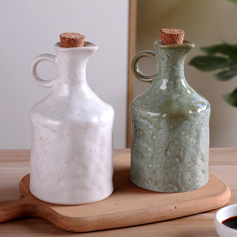 Sticluță ceramică pentru ulei, stil retro, cu capac, duală pentru pulverizare și turnare, pentru bucătărie și uz casnic