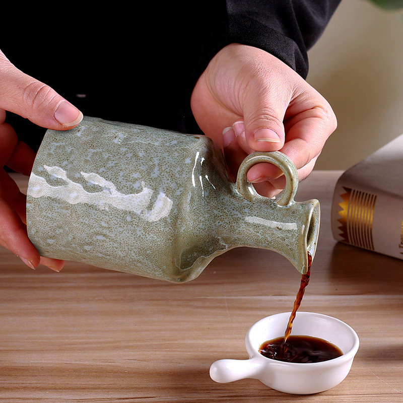 Sticluță ceramică pentru ulei, stil retro, cu capac, duală pentru pulverizare și turnare, pentru bucătărie și uz casnic