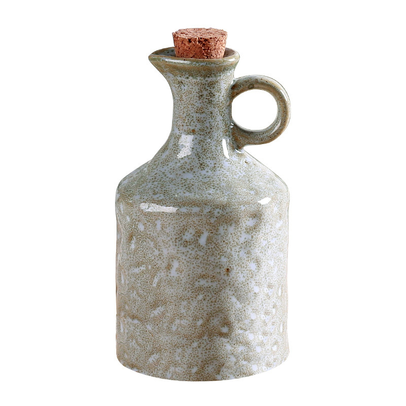 Sticluță ceramică pentru ulei, stil retro, cu capac, duală pentru pulverizare și turnare, pentru bucătărie și uz casnic