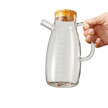 Sticlă pentru ulei cu scară, sticlă din borosilicat înalt, design minimalist îngroșat, capacitate mare, recipient rezistent la căldură pentru sos de soia și oțet