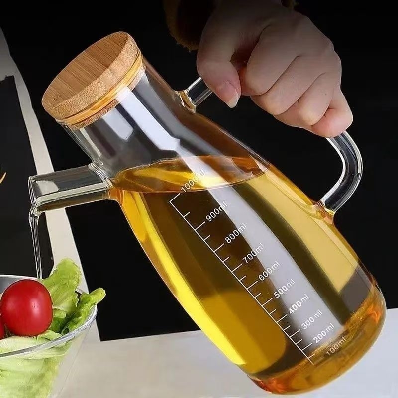Sticlă pentru ulei cu scară, sticlă din borosilicat înalt, design minimalist îngroșat, capacitate mare, recipient rezistent la căldură pentru sos de soia și oțet