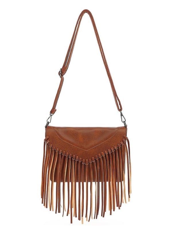 Ženska torbica u obliku koverti s resicom i naramenicom – svakodnevna crossbody torba