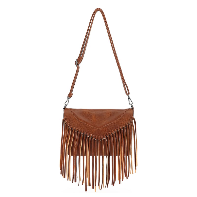 Ženska torbica u obliku koverti s resicom i naramenicom – svakodnevna crossbody torba