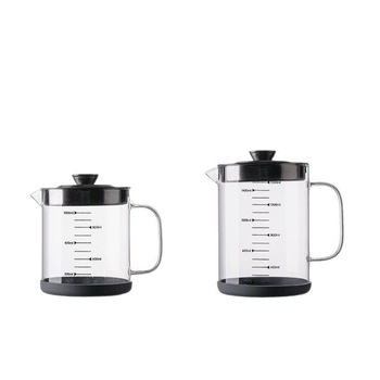 Recipient de ulei din sticlă borosilicată, cu filtru pentru reziduuri de ulei și lapte de soia, capacitate mare, recipient de depozitare în bucătărie