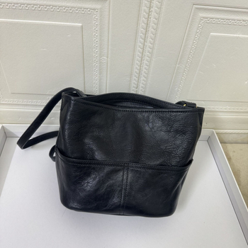 Ženska bucket torbica od prave kože, izdanje 2025, Crossbody, minimalistički dizajn, veliki kapacitet