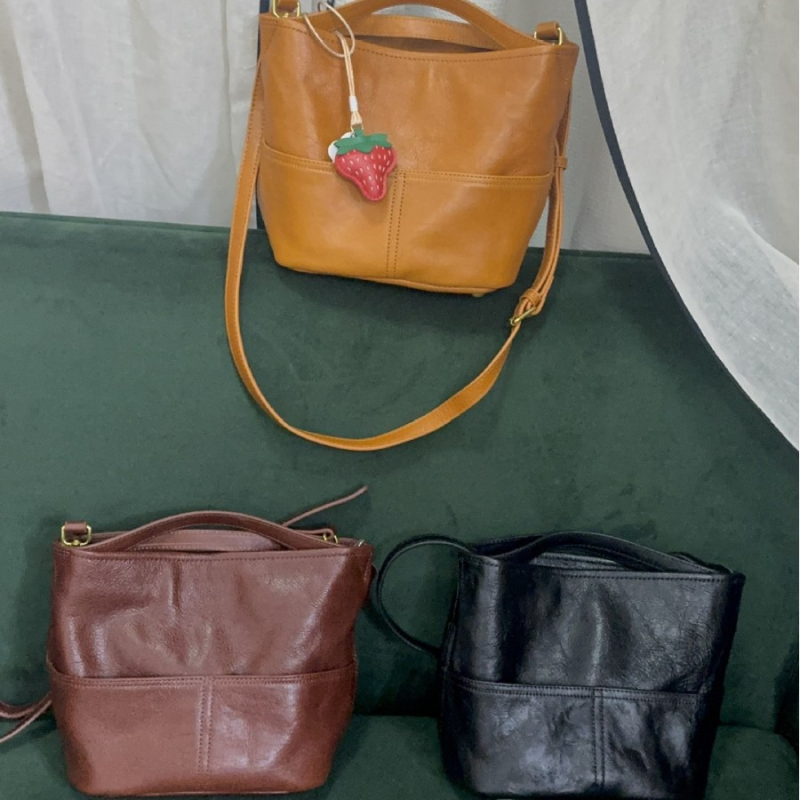 Ženska bucket torbica od prave kože, izdanje 2025, Crossbody, minimalistički dizajn, veliki kapacitet