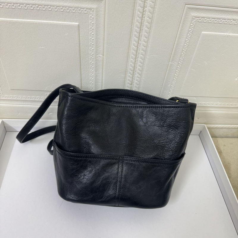 Ženska bucket torbica od prave kože, izdanje 2025, Crossbody, minimalistički dizajn, veliki kapacitet