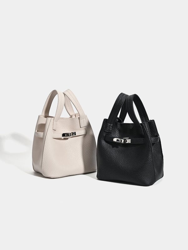 Ženska PU bucket torba s Lychee teksturom, minimalistički dizajn, crossbody torba sa šnrom, proljeće 2026