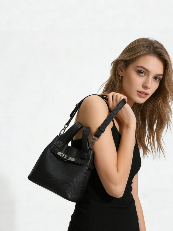 Ženska PU bucket torba s Lychee teksturom, minimalistički dizajn, crossbody torba sa šnrom, proljeće 2026