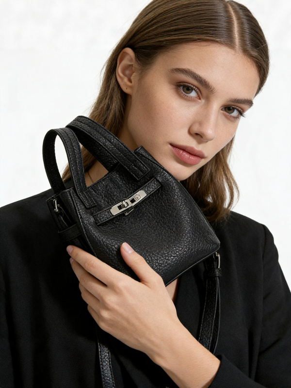 Ženska PU bucket torba s Lychee teksturom, minimalistički dizajn, crossbody torba sa šnrom, proljeće 2026