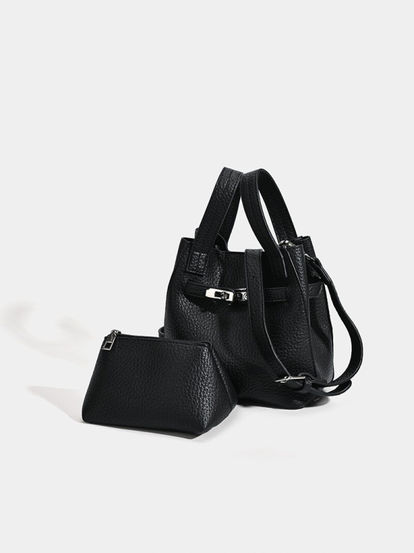 Ženska PU bucket torba s Lychee teksturom, minimalistički dizajn, crossbody torba sa šnrom, proljeće 2026