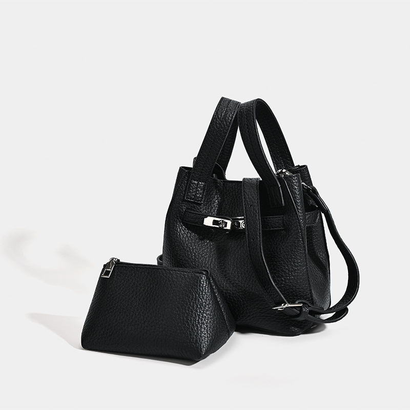 Ženska PU bucket torba s Lychee teksturom, minimalistički dizajn, crossbody torba sa šnrom, proljeće 2026