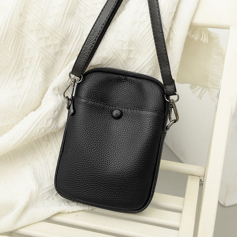 Ženska torbica od prave kože, mala crossbody torba, lagana i stilna za svakodnevnu upotrebu, s pretincom za telefon i novčanik