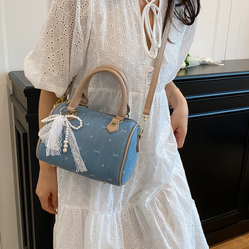 Ženska mala torbica Boston od platna, s crossbody naramenicom, gradski svakodnevni stil