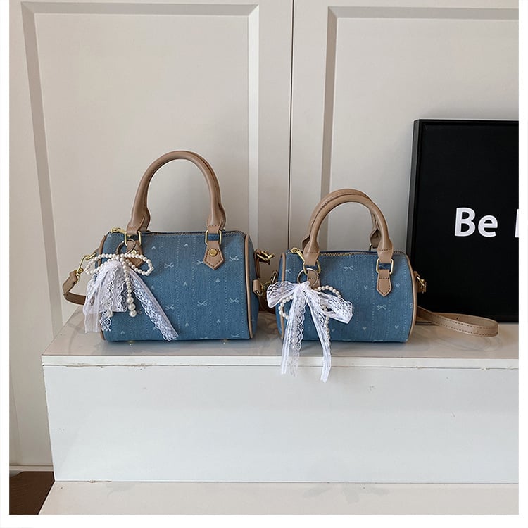 Ženska mala torbica Boston od platna, s crossbody naramenicom, gradski svakodnevni stil