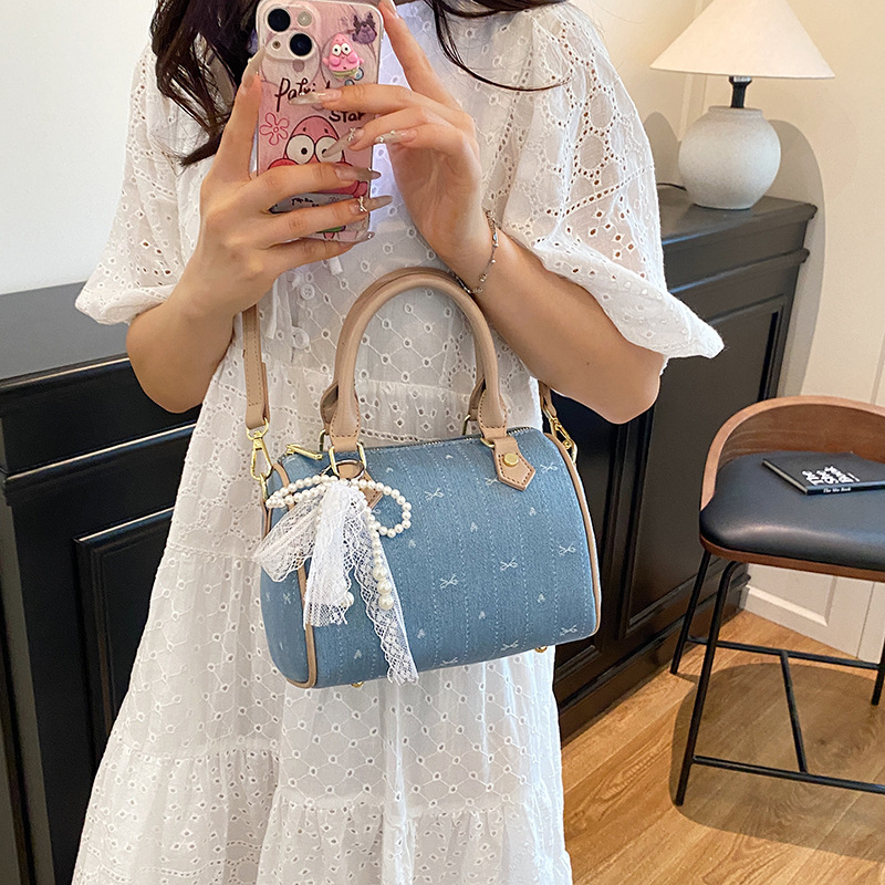Ženska mala torbica Boston od platna, s crossbody naramenicom, gradski svakodnevni stil