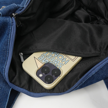 Ženska denim tote torba s velikim kapacitetom, jednostavna torba za rame, nišnog dizajna dnevna crossbody torba