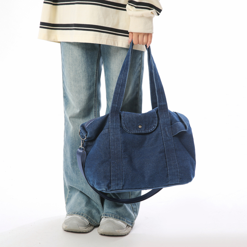 Ženska denim tote torba s velikim kapacitetom, jednostavna torba za rame, nišnog dizajna dnevna crossbody torba