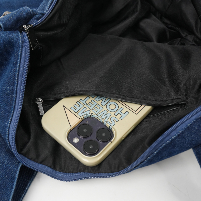 Ženska denim tote torba s velikim kapacitetom, jednostavna torba za rame, nišnog dizajna dnevna crossbody torba