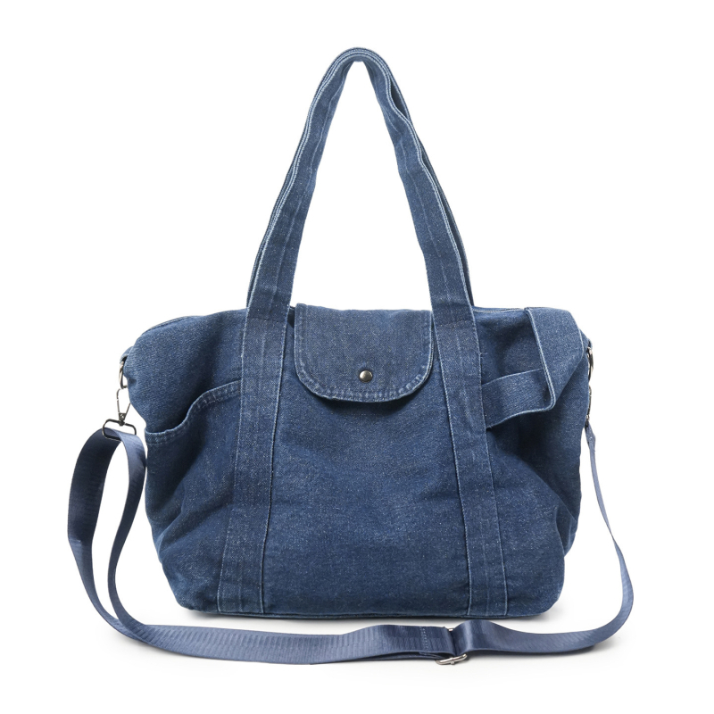 Ženska denim tote torba s velikim kapacitetom, jednostavna torba za rame, nišnog dizajna dnevna crossbody torba