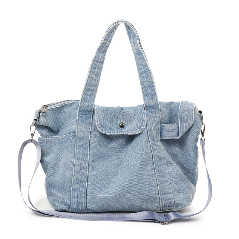Ženska denim tote torba s velikim kapacitetom, jednostavna torba za rame, nišnog dizajna dnevna crossbody torba
