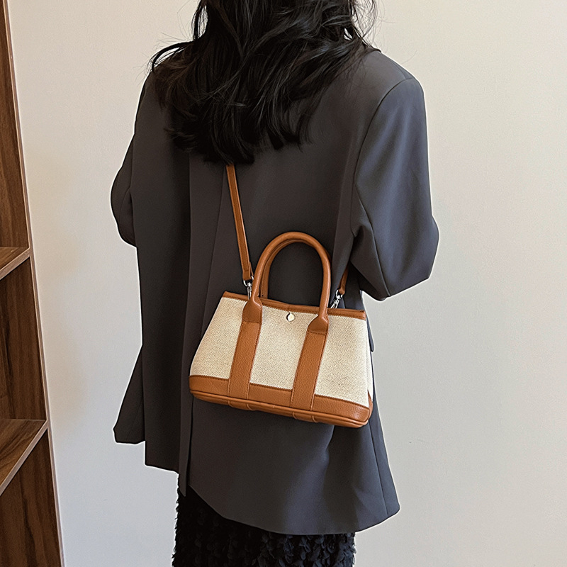 Ženska tote torba od platna s patchworkom, elegantan veliki kapacitet, korejskog stila
