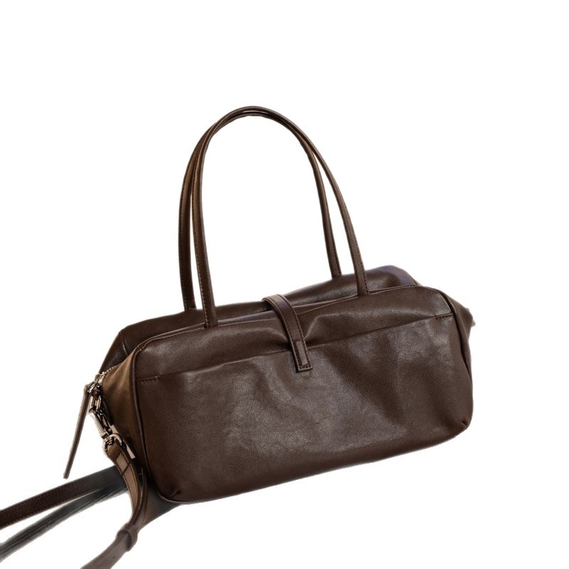 Ženska Boston torba od kože prvog sloja biljnom tanjenjem, jesen-zimski stil, elegantna retro torba za rame ili preko tijela