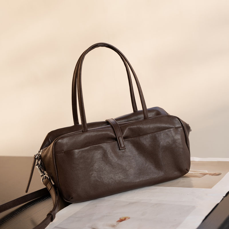 Ženska Boston torba od kože prvog sloja biljnom tanjenjem, jesen-zimski stil, elegantna retro torba za rame ili preko tijela