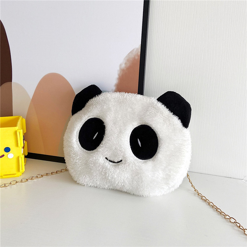 Korejskog stila slatka pliš Panda torba za žene, jesen-zima 2021, mala okrugla crossbody torba s lancem i novčanikom