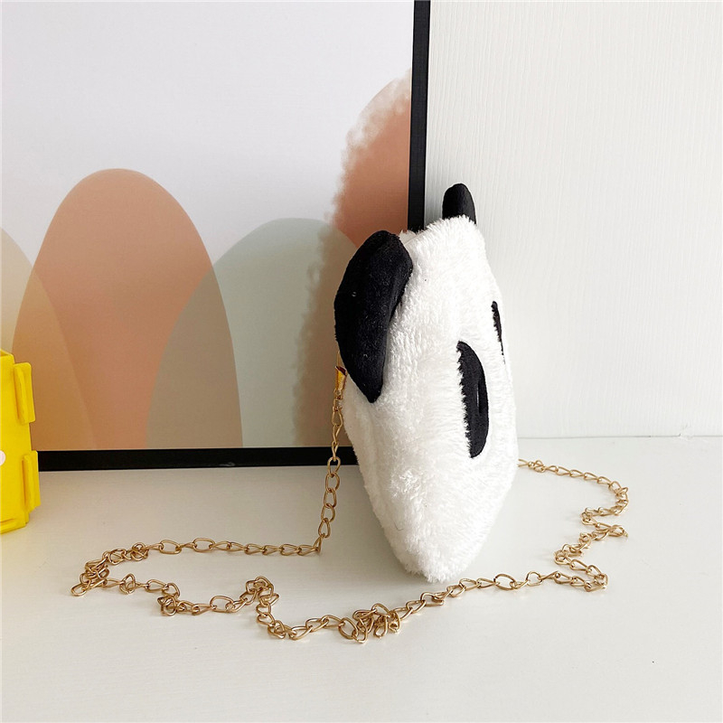 Korejskog stila slatka pliš Panda torba za žene, jesen-zima 2021, mala okrugla crossbody torba s lancem i novčanikom