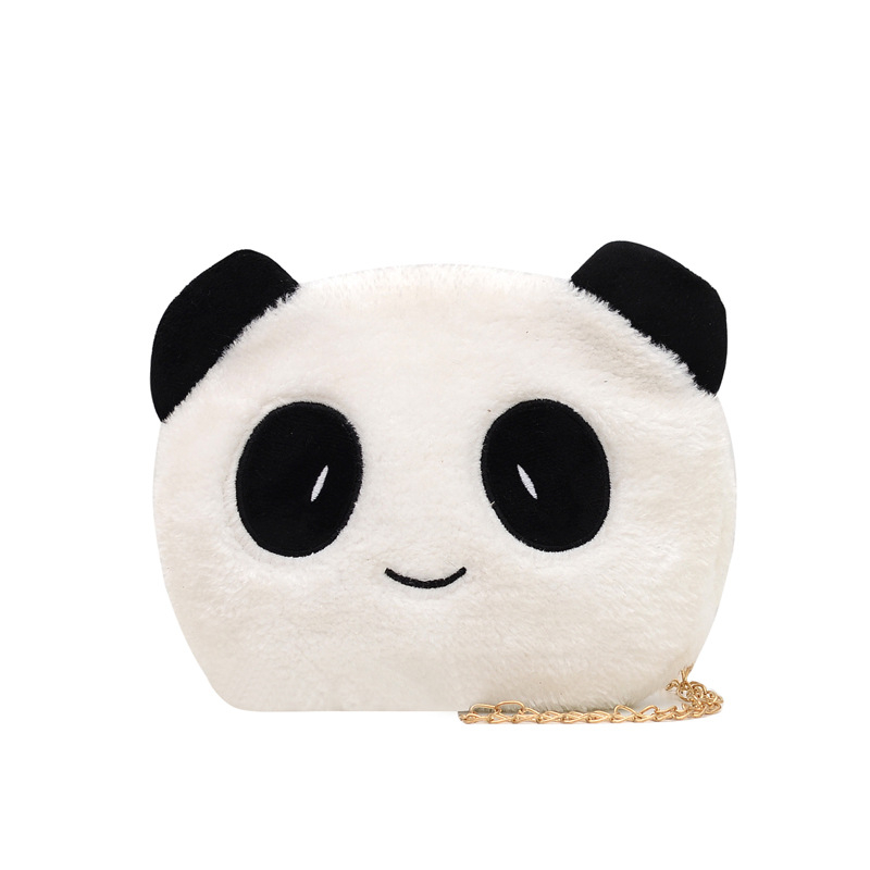 Korejskog stila slatka pliš Panda torba za žene, jesen-zima 2021, mala okrugla crossbody torba s lancem i novčanikom