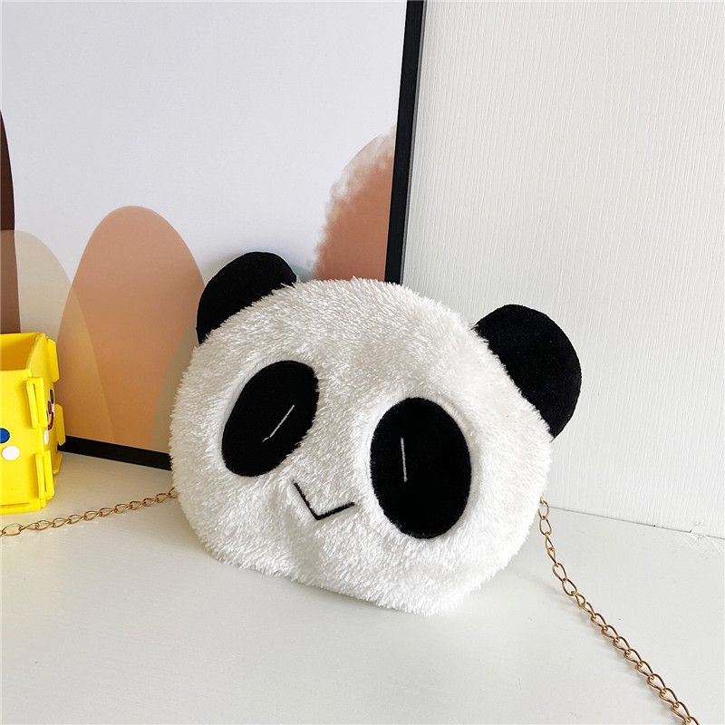 Korejskog stila slatka pliš Panda torba za žene, jesen-zima 2021, mala okrugla crossbody torba s lancem i novčanikom