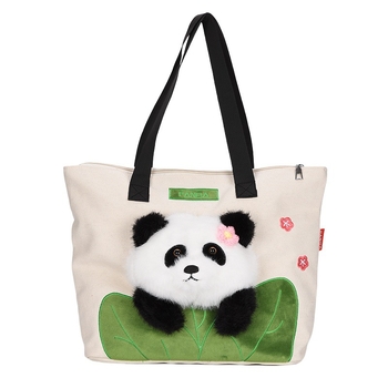 Torba preko ramena s Panda motivom, slatka karikatura na platnenoj torbi za djevojke, studentska dnevna torba, preslatka.
