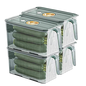 Cutie de depozitare pentru frigider, de calitate alimentară, organizator pentru legume, fructe și ouă, cu mâner