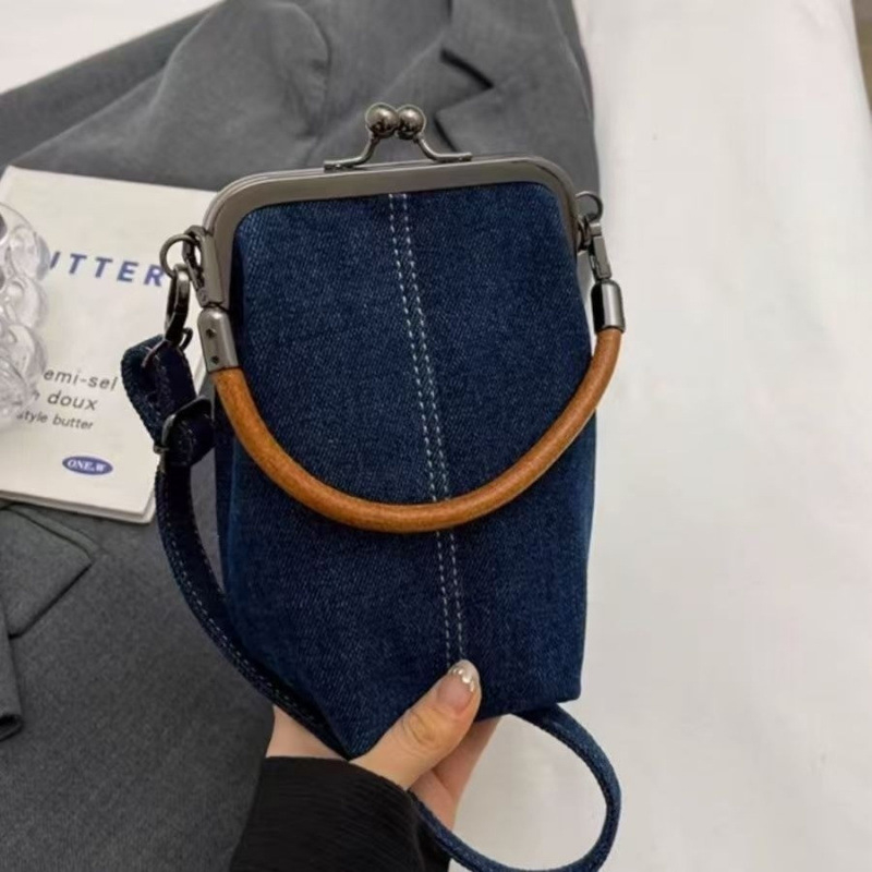Denim crossbody torba za telefon, ručno izrađena, mala svakodnevna ženska torba