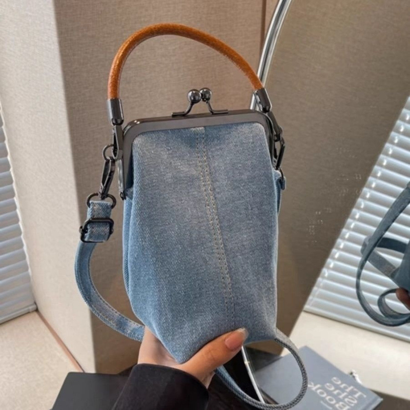 Denim crossbody torba za telefon, ručno izrađena, mala svakodnevna ženska torba
