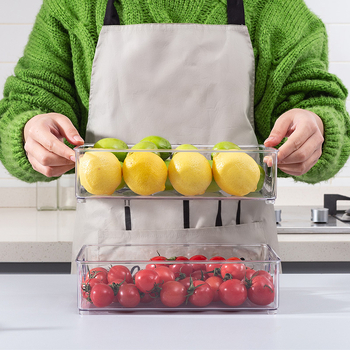 Set de trei cutii pătrate pentru frigider, pentru depozitarea alimentelor și a legumelor, de calitate alimentară, recipiente PET pentru bucătărie