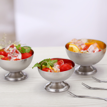 Ceașcă de desert din oțel inoxidabilă și bol rotund pentru înghețată și salată de fructe, pentru restaurant