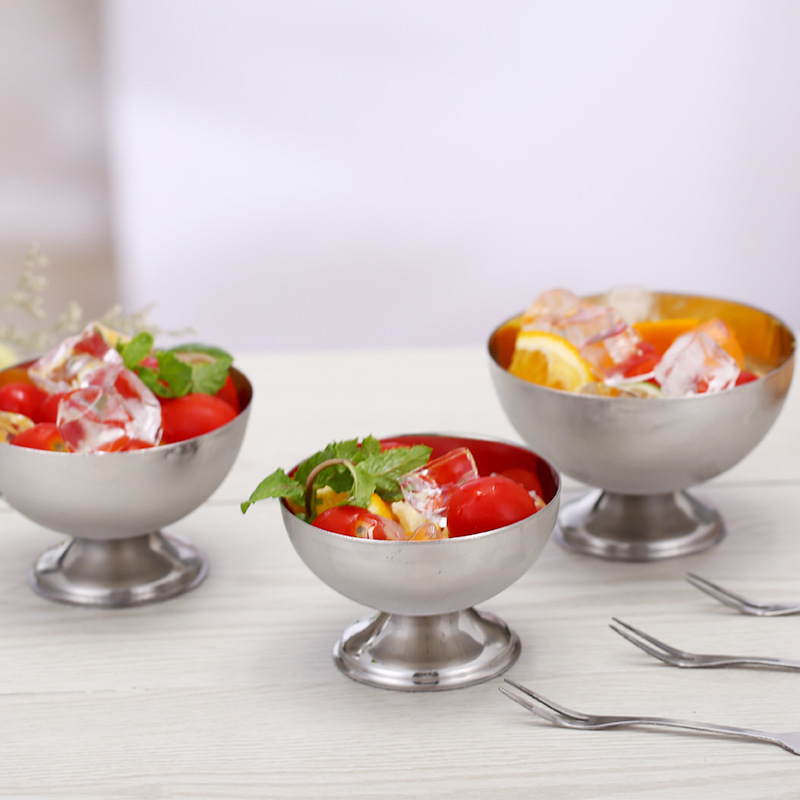 Ceașcă de desert din oțel inoxidabilă și bol rotund pentru înghețată și salată de fructe, pentru restaurant