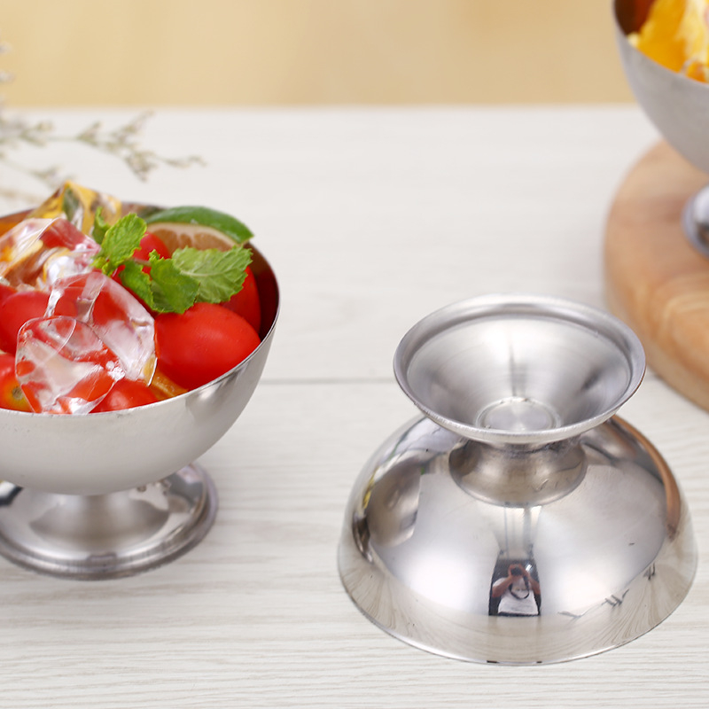 Ceașcă de desert din oțel inoxidabilă și bol rotund pentru înghețată și salată de fructe, pentru restaurant