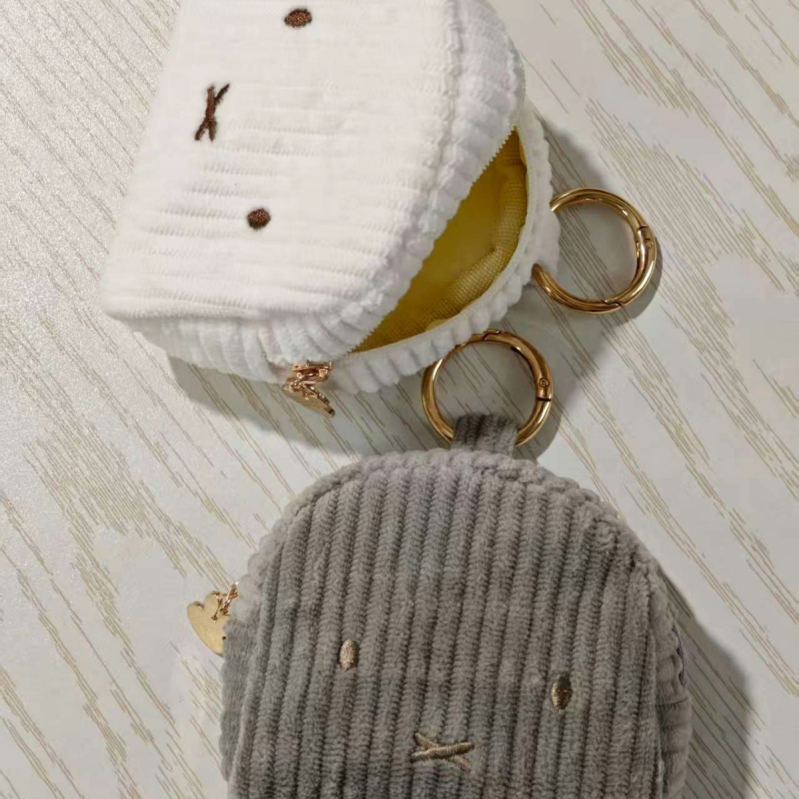 Slatka mini corduroy novčanik sa zipom za novčiće, prijenosni prostor za slušalice i ruž, moderno i svestrano